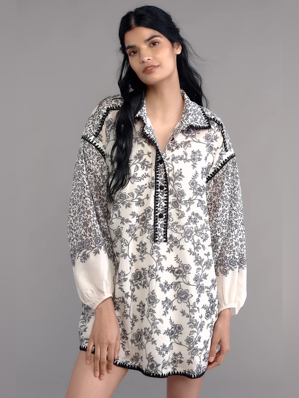 EUC Anthropologie Puff-Sleeve Mini Shirt Dress, Size L